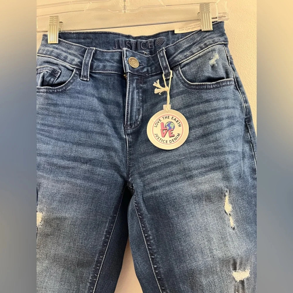 New! JUSTICE•destructed girlfriend crop jeans O.